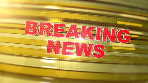 Breaking News Title Reveal with Golden Ribbons