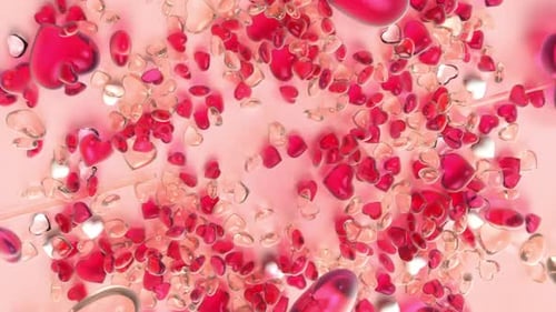 Falling Red Hearts Reveal Forming Love Shape