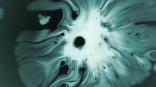 White Ink Spreading on Teal Blue