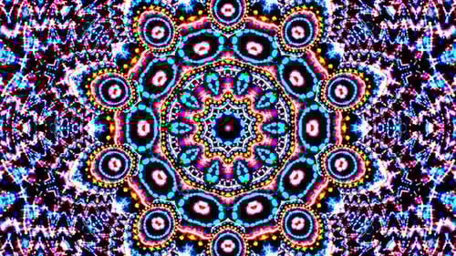 Vibrant Neon Geometric Mandala Background Loop