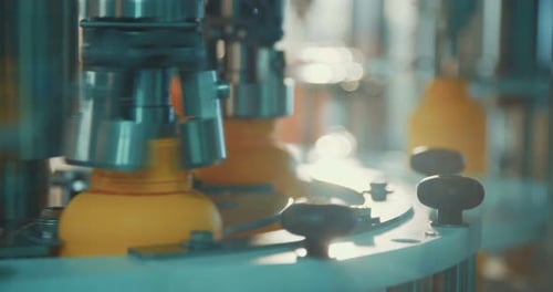 Machines in an automated chemical bottles production line