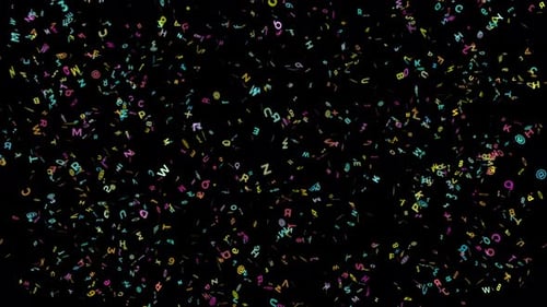 Colorful Animated Falling Letters Numbers Confetti Overlay