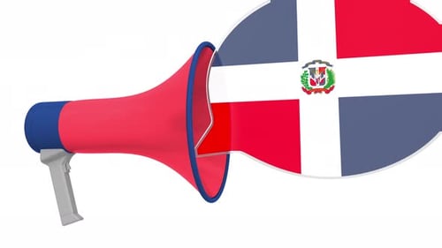 Megaphone and Flag of the Dominican Republic on the Speech Balloon