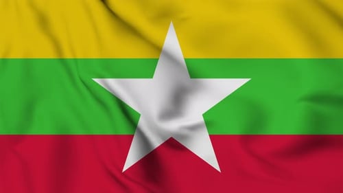 Myanmar National Flag Waving Animation