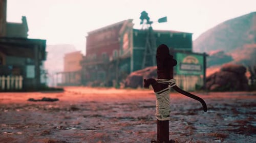 Old Rusted Water Pump in Wild West Town