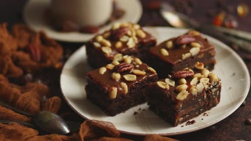 Delicious Brownies with Peanuts and Chocolate Glaze