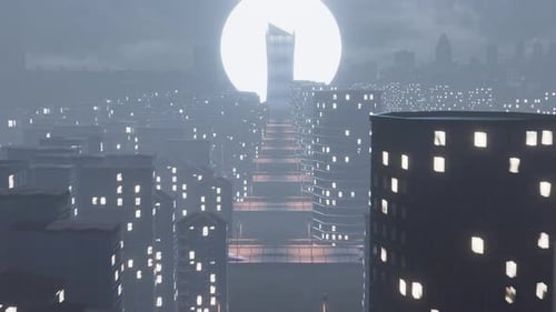 Aerial View of Urban Futurism City Skyline