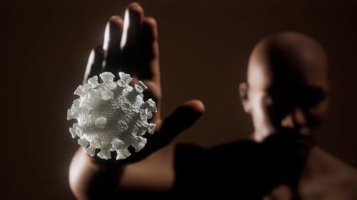Scared Man Gesturing Stop Afraid of Coronavirus COVID19 Infection