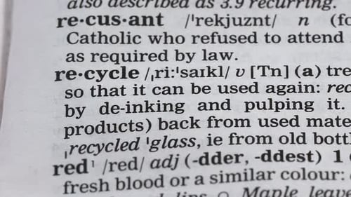 Definition of Recycle in Dictionary with Pencil