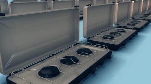 Modern Portable Gas Range Or Camping Stoves In A Row Hd