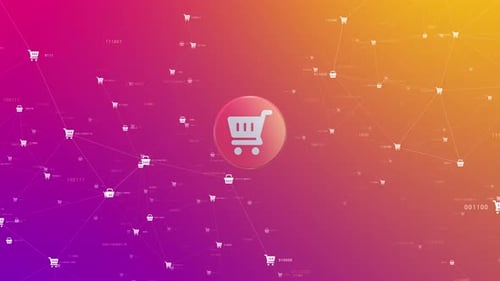 Digital Shopping Network with 24/7 E-commerce Icons