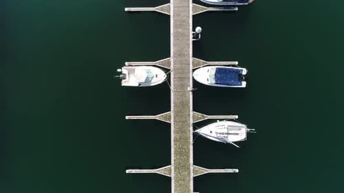 Boats Top View. The Porto de Baiona in Galicia Spain