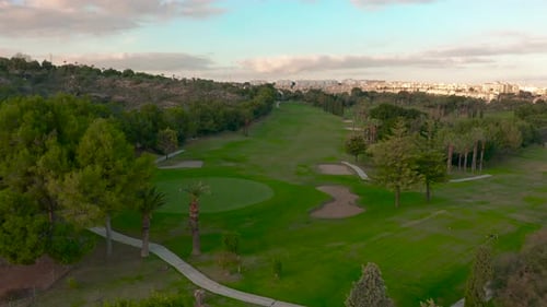Aerial View. Beautiful View of Golf Course Looking Down