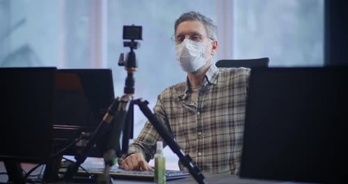 Man Having Video Call in Office