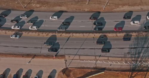 Freeway Cars and Trucks on Road Traffic on Highway