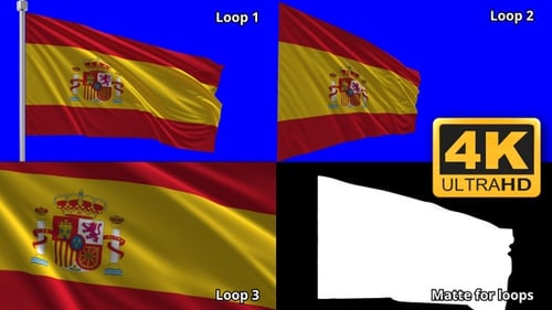 Realistic Waving Spain Flag Animation Loop