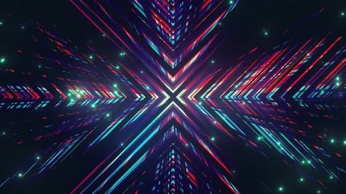 Futuristic Abstract Glowing Lines Tunnel Background Loop