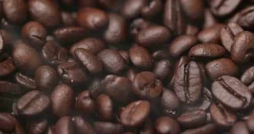 Roasted Coffee Beans in a Close Up View