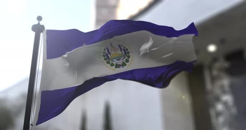 El Salvador Flag Waving with Realistic Fabric Physics