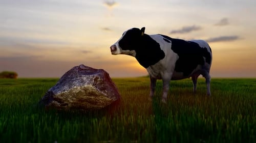 Lonely Cow and Sunset View