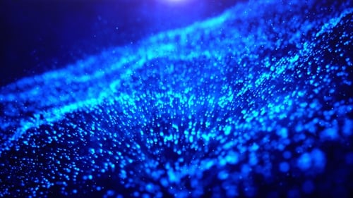 Glitzernder blauer Partikelwellenflusshintergrund Seamless Loop V2