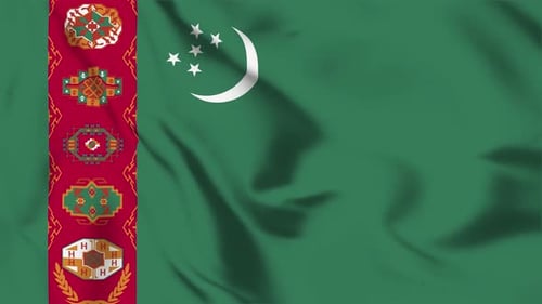 Turkmenistan National Flag Waving Loop Animation