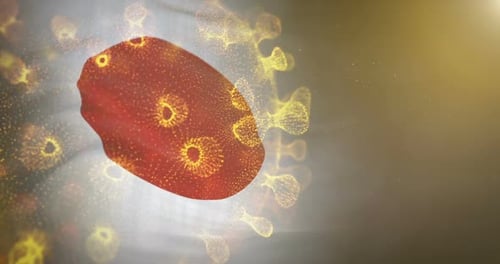 Bandera de Japón con la bacteria del virus Corona