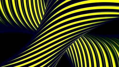Bright yellow stripes together with black ones rotate around the axis