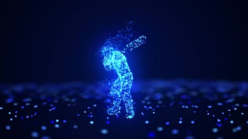 Joueur de baseball brillant composé d'étoiles apparaissant et sortant d'un tir à 360 degrés
