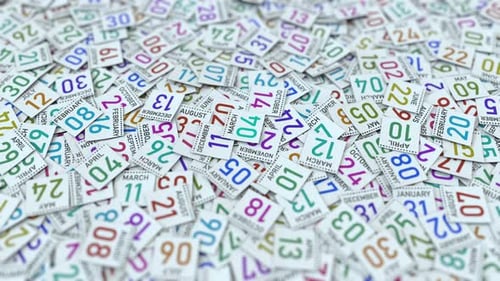 Scattered Calendar Cards Reveal a Specific Date Animation