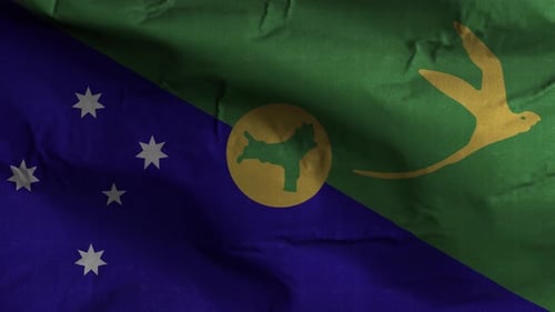 Realistic Christmas Island Flag Waving Fabric Loop