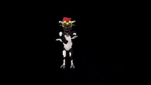 3D Cartoon Christmas Cow Dancing Festive Character Animation