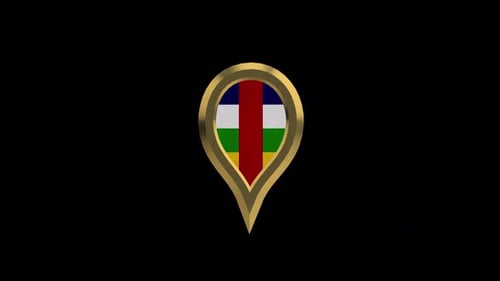 Central African Republic Flag Map Pin 3D Animation