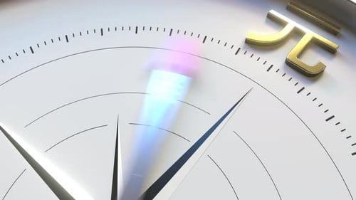 Compass Arrow Turns Towards RMB Renminbi or Yuan Symbol