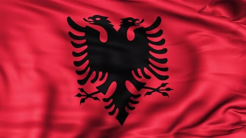 Realistic Albanian Flag Waving Seamless Loop