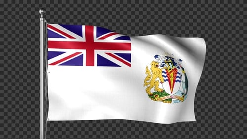 British Antarctic Territory Flag Waving with Alpha Channel