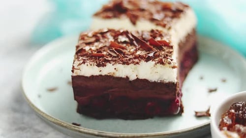 Black Forest Cake with Whipped Cream and Cherries