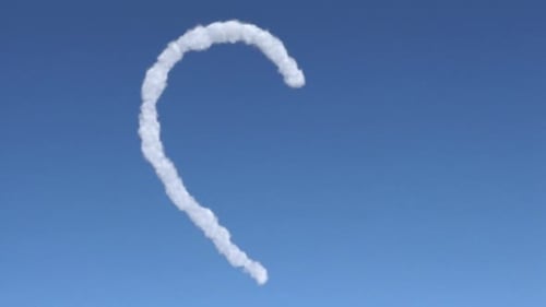 Realistic Smoke Cloud Heart Animation on Blue Sky with Alpha