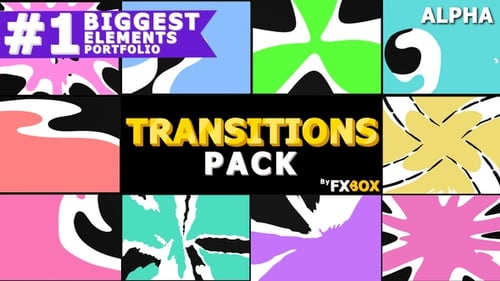 Animated Liquid Transitions and Cartoon Elements Pack