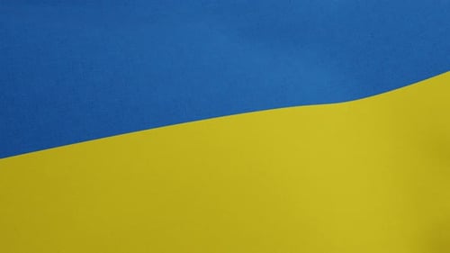 Waving Blue and Yellow Fabric Flag Animation Loop