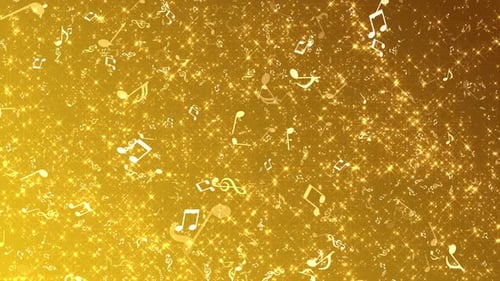 Golden Musical Notes Sparkling Animation Background