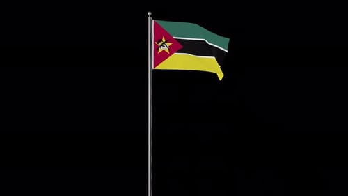 Mozambique Flag Waving on Flagpole