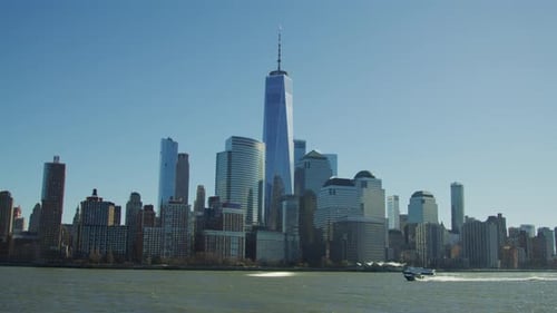 Downtown Manhattan and boats
