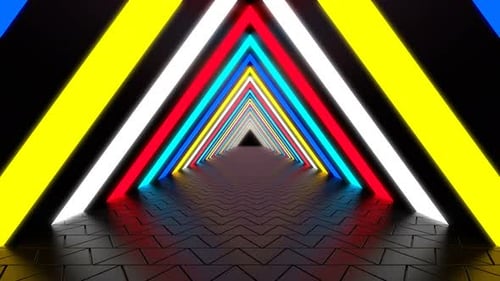 Neon Triangle Tunnel 4K