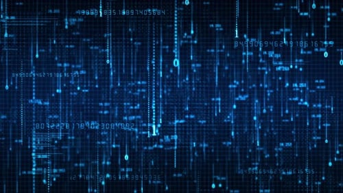 Chaîne numérique binaire Big Data Flux d'informations numériques sur la pluie