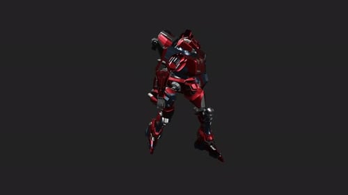 Futuristic Red Robot Rotating 3D Animation