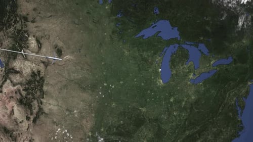 Airplane Flying To Milwaukee USA