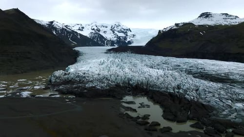 Aerial Panoramic View of the Skaftafell Glacier Vatnajokull National Park