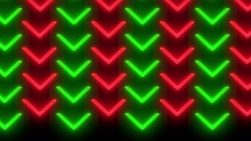 Video animation of glowing neon arrows in red and green