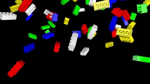 Colorful Toy Blocks Falling Geometric Animation